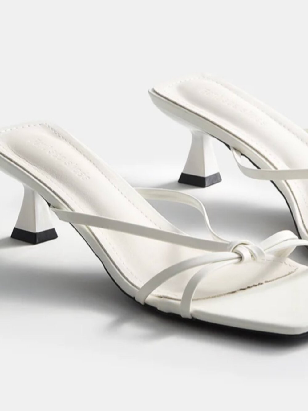 Commense Square Toe Kitten Heel Mule Sandals 39